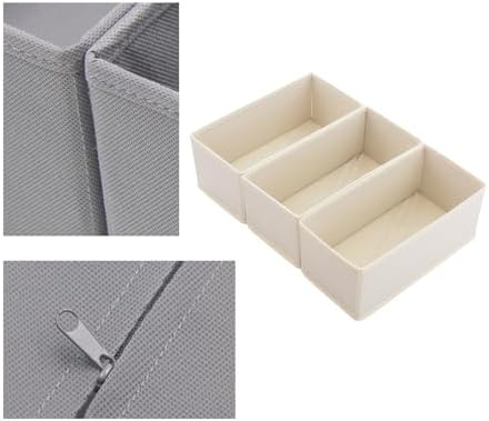 Small Foldable Fabric Drawer Organizer 6 Pack Beige - 11“ Breathable Closet & Dresser Storage Bins for Socks, Underwear, Bras & Baby Clothes - Image 2