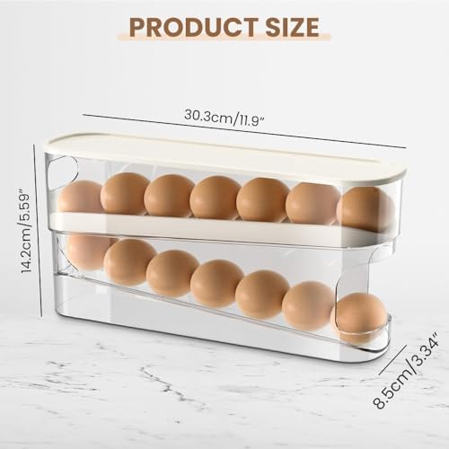2pcs Auto Rolling Egg Holder for Fridge, Egg Dispenser/Organizer/Storage/Container with Lid for Refrigerator, Sturdy and Durable Space-Saving Egg Tray for 12 Large Eggs - Image 5