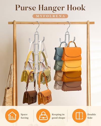 Purse Hanger for Closet,360 Degree Purse Bag Organizer Handbag with 10 Hook - Image 3