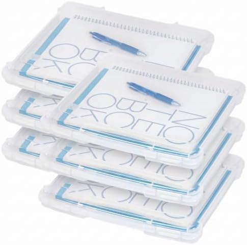 IRIS USA Board Game Storage Craft Organizer Box with Snap-Tight Latch Lid, 8-Pack Portable Plastic Case Bin for Puzzles, Magazines, Hobbies, Art Supplies, Fits 8.5" x 11" & A4 Papers, Slim, Clear by IRISUSA