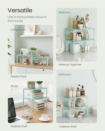 SONGMICS Cabinet Organizer Shelf, Set of 2 Spice Rack, Kitchen Storage - Image 5