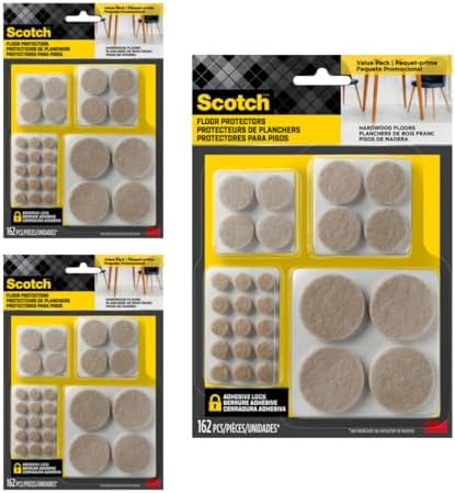 Scotch Felt Pads, Round, Assorted Sizes, Beige, 3 Pack (486 Pieces) by ScotchBrand