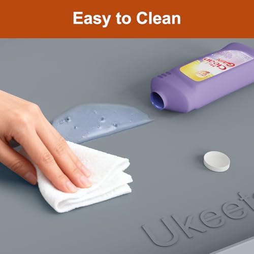 19" x 34" Extra Thick Silicone Mat Waterproof with Raised Edge, Gray - Image 6