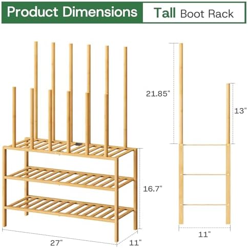 kiplant Tall Boot Rack Organizer - Bamboo Wood Boot Rack Shoe Rack for Entryway & Closet, Holds 6 Pair Tall Boots - Image 7