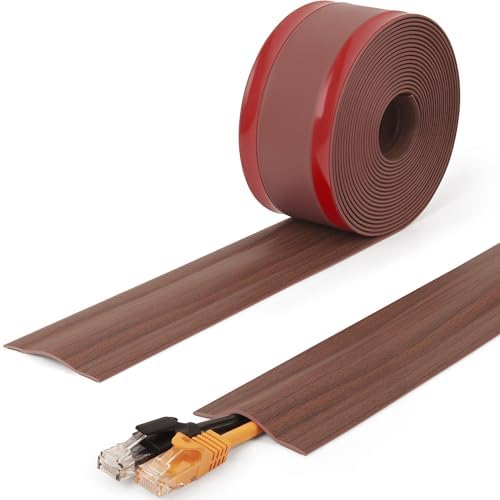 ZhiYo 6ft Cord Cover for Wires on Floors or Walls, 2.2in Wide, Dark Walnut by ZhiYo