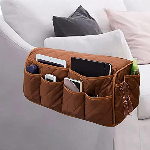 2 in 1 Waterproof Armrest Covers Sofa Arm Organizer with 14 Pockets for Tablet Magazines TV Remote Holder, Anti-Slip Recliner Couch Armchair Slipcover Furniture Sofa Arm Protector Storage Caddy Pouch by Holiberty