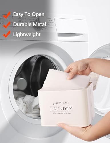 Dryer Sheet Holder with Hinged Lid, Wooden Handle & Large Capacity - Image 5