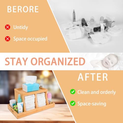 Three colors Bamboo Diaper Organizer, Wooden Diaper Caddy, Changing Table Organizer Storage Organizer, Nursery Baby Organization - Image 4