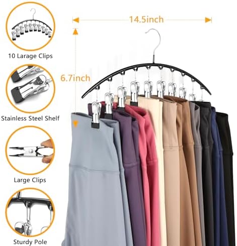 Legging Hangers for Closet Organizer, Hat Hangers for Closet 4 Pack with 10 Clips Holds 40 Leggings, Legging Hanger, Pants Storage Organizer Suitable for Socks, Panties, Underwear, Pants (4-White) - Image 3