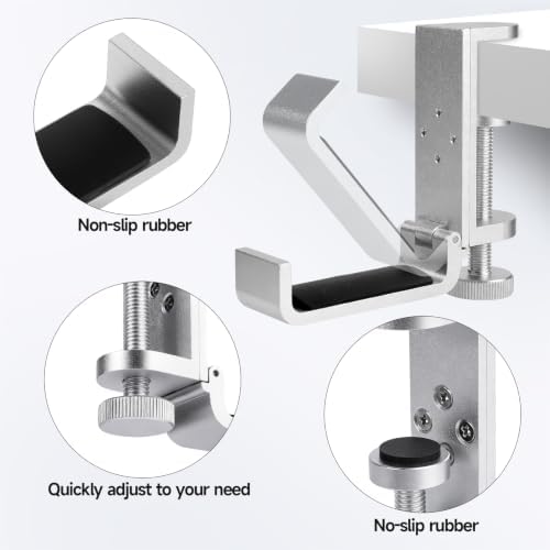 All Aluminum Foldable Headphone Holder for Desk, Silver - Image 3