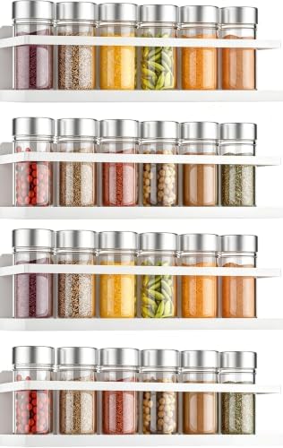 VANPET Magnetic Spice Rack for Refrigerator, Magnetic Fridge Shelf for Kitchen Spice Organizer, Spice Rack Wall Mount, Fridge Organizers and Storage (4, White) by VANPET