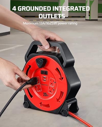 DEWENWILS 25FT Extension Cord Reel, Hand Wind Retractable Cord Reel - Image 7