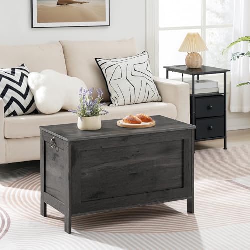 HOOBRO Toy Box, Retro Wooden Look Storage Chest with Safety Hinge, Entryway Storage Bench Supports 330 lb, 29.9 x 15.7 x 18.9 Inches Toy Chest Organizer, Easy Assembly, Charcoal Black BC75CW01G2 - Image 4