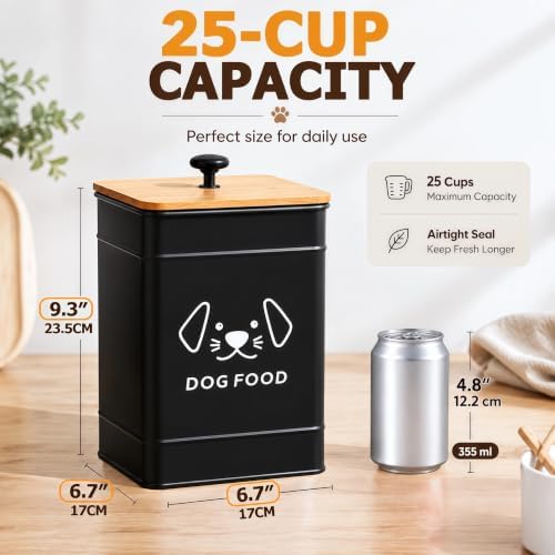 Dog Food Storage Container 6.7"W x 9.3"H Airtight Metal Canister - Image 2