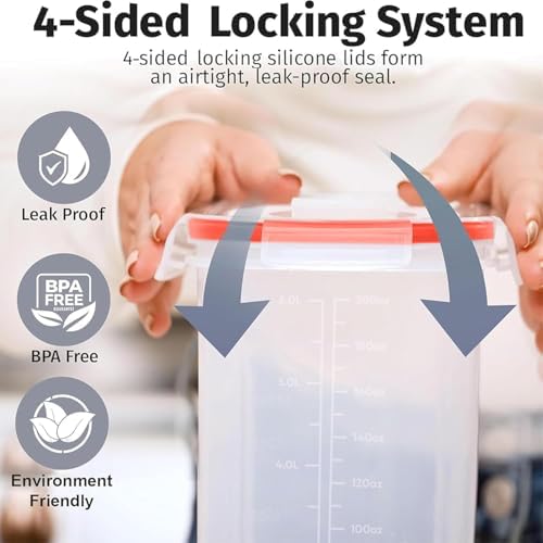 Shazo 2 Pack (6.3L / 213OZ) EXTRA Large Airtight Food Storage Cereal Containers for Bulk Food Storage BPA-Free Plastic Container, Pantry Organization and Canister for Rice, Pasta, Sugar & Flour - Image 6
