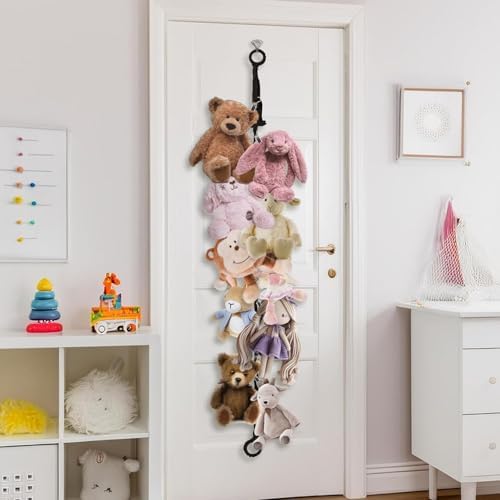 Munzong Black Hanging Stuffed Animal Storage Chain, 40 Metal Clips 80 Inch - Image 5