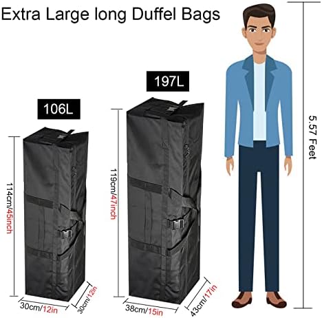 Long Travel Duffle Bag,Foldable Extra Large Duffel Bags,Carry on Travel Bag For Camping/Moving Boxes/Tent/Surfboards/Photography Equipment Storage Bag (197 Liter, Black) - Image 2