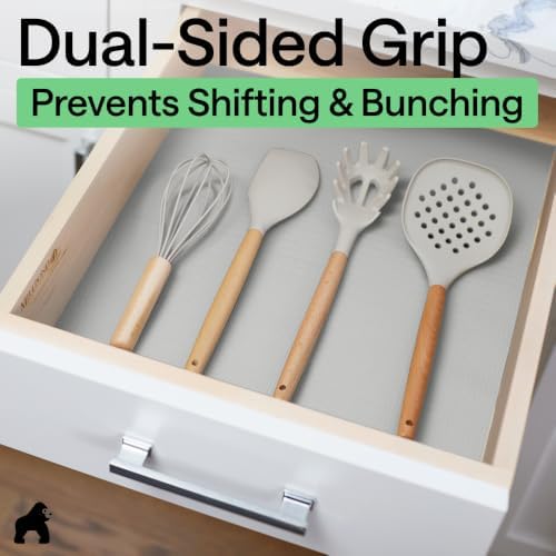GORILLA GRIP Shelf Liner, Kitchen Drawer Protector, 12x120 Light Gray - Image 4
