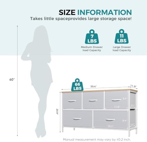 OLIXIS 5 Drawer Dresser for Bedroom, Storage Organizer Unit for Closet - Image 3