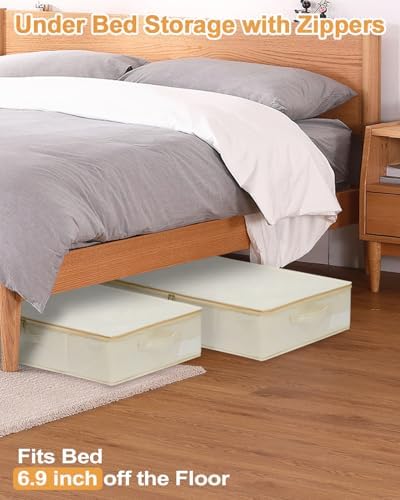 punemi Sturdy Under Bed Wedding Dress Storage Box, 3Pack, Beige - Image 7
