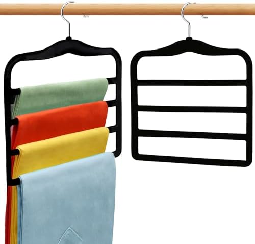 Closet Organizers and Storage, 2 Pack Pants-Hanger-Space-Saving by SHUKEEKA