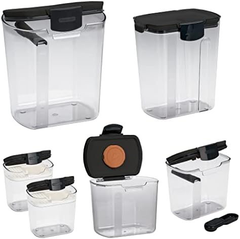 Progressive ProKeeper Baker's Airtight Kitchen Storage Canister Container Set for Flour, Sugar & More, Keeps Ingredients Fresh, with Accessories (Black, 6- Piece) - Image 2