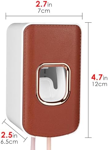 2 Slot Plastic Toothbrush Holder and Toothpaste Dispenser Wall Mounted, Automatic Toothpaste Squeezer, 2 in 1 Tooth Brush Toothpaste Organizer for Shower (Brown) - Image 4