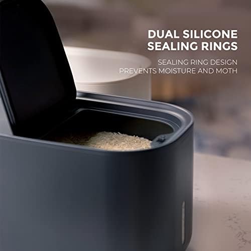 Zuutii Rice Storage Container,Food Container, Dry Food Storage, 7.2lbs Pet Food Dispenser, 11lbs Large Storage Bin with Lid,Silicone Ring & Moisture Proof, for Grain Cereal Soybean Corn, Dark Gray - Image 4