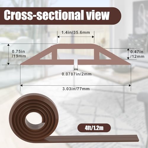 Eapele 4 ft Floor Cord Cover Heavy Duty Cable Protector, Cord Covers for Wires on Floor, Floor Cable Cover Easy to Unroll Prevent Trip Hazard for Home Office or Outdoor Settings (Brown) - Image 2