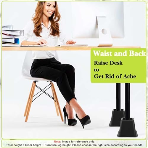 6 Pack Furniture Risers 4 Inch, Bed Risers Heavy Duty for Table Desk Couch Chair Sofa Cabinet Bed Frame Dorm, Square Table Leg Risers Lift Height 4.3", Black - Image 5