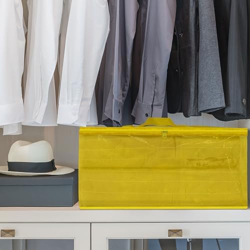 Vieshful 40L Yellow Clear Clothes Storage Bag Colorful Clothes Organizer with Zipper Vinyl Storage Bag for Comforter, Blanket, Bedding, Duvet, Transparent Moving Totes 3 Pack - Image 6