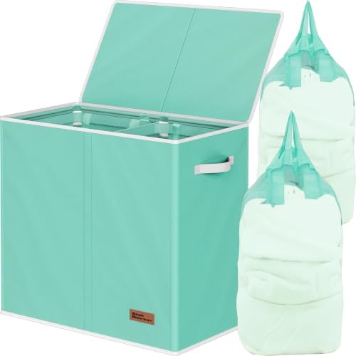 Simple Houseware Double Laundry Hamper with Lid & Removable Bags, Turquoise by SimpleHouseware