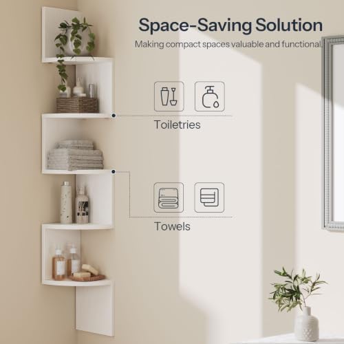 HOOBRO Corner Shelf Wall-Mounted, Set of 2 Floating Corner Shelves for Wall - Image 6