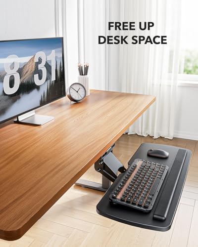 HUANUO Under Desk Keyboard Tray, 360 Degree Adjustable Mouse Platform - Image 6