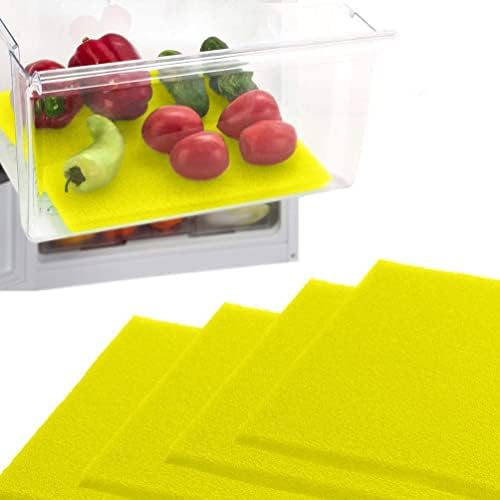 Dualplex® Fruit & Veggie Life Extender Liner for Fridge Refrigerator Drawers, 12x15 Inches (4 Pack) – Extends the Life of Your Produce & Prevents Spoilage (Yellow) by DualplexTalvania