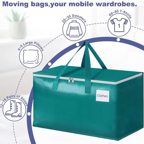 StorageRight Moving Bags, Moving Boxes, 93L 8-Pack Sotrage Bags Totes,Green - Image 4