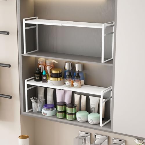 Expandable Medicine Cabinet Organizer, White by WOCHUANGSI