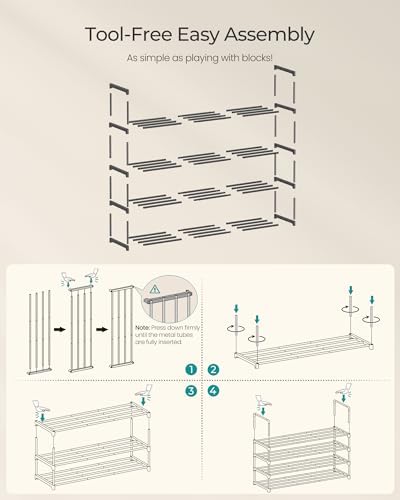 SONGMICS Shoe Rack, 4-Tier Shoe Organizer, Metal Storage Shelf - Image 5