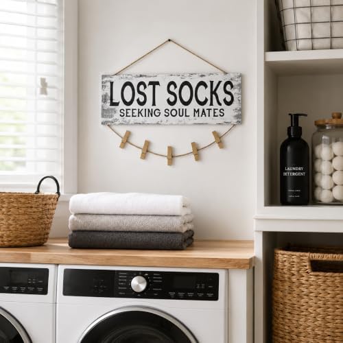 Lost Socks Laundry Room Sign Farmhouse Wall Decor 6"x14.5" - Image 6