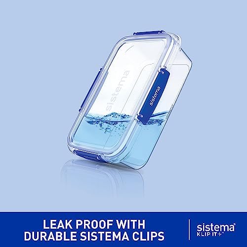 Sistema KLIP IT+ 6-Pack Rectangle Food Storage Containers, Stackable & Airtight Food Boxes with Lids, Dishwasher, Freezer, & Microwave-Safe, BPA-Free, 2.2L / 1L / 400mL - Image 2