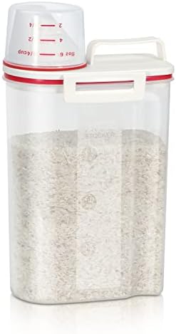TBMax Rice Storage Container, Airtight Cereal Container Dispenser with Pourable Spout + Measuring Cup, BPA Free Plastic Storage Bin for Pantry Organization and Storage by TBMax