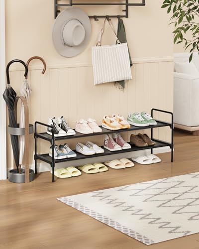 Kitsure Long Shoe Rack for Closet, 36.1" Wide - 2 Tiers, Black - Image 2
