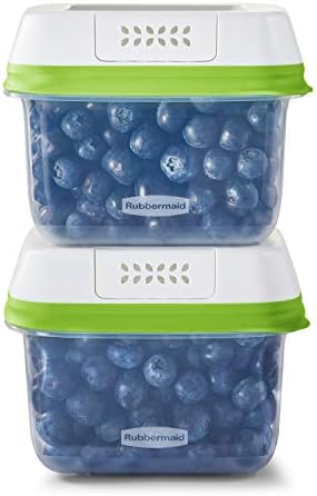 Rubbermaid 2114738 FreshWorks Saver, Medium Short Produce Storage Containers, 2-Pack, 4.6 Cup, Clear by Rubbermaid