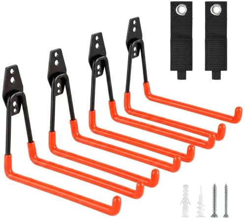 Garage Hooks Heavy Duty, 4 Pack Large 7.5 Inch Ladder Hooks Orange by Eptcp