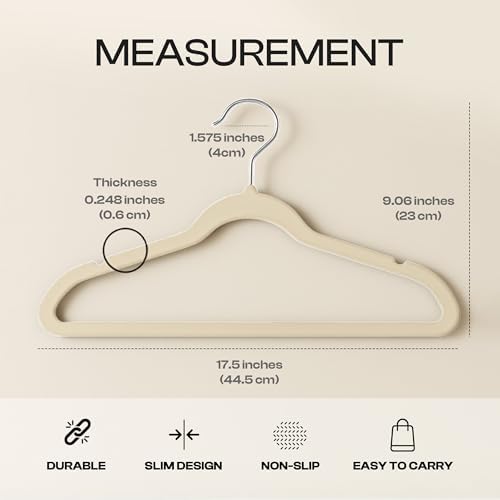 Utopia Home Velvet Hangers, 20 Pack, Ivory - Image 2