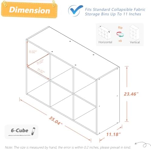NELYE 6 Cube Organizer Bookcase White Open Shelf - Image 2