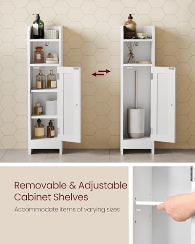 VASAGLE Small Storage Corner Floor Cabinet with Door, Cloud White - Image 5
