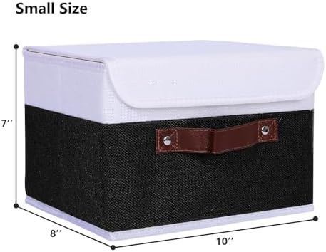 ANMINY Fabric Storage Box Bins with Lids, Black White, 10"x8"x7", 4 Pack - Image 5