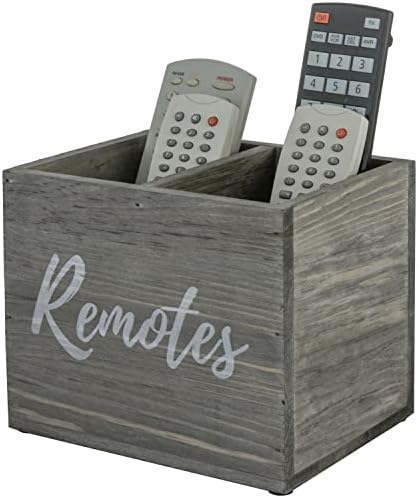 MyGift Gray Wood Remote Control Holder, 2 Compartment Media Caddy by MyGiftHome