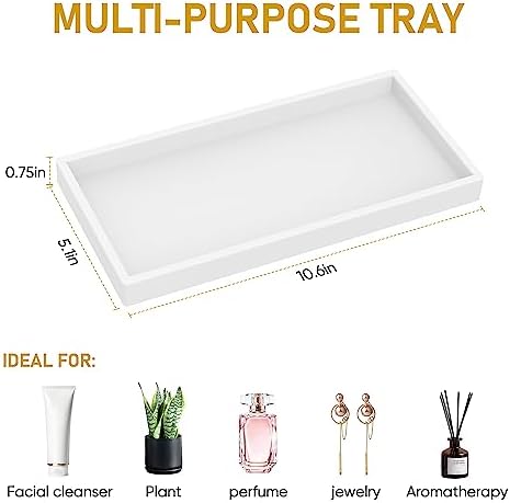 Silicone Bathroom Tray,Shatterproof Bathroom Vanity Tray（White 10.6*5.1 in） - Image 5